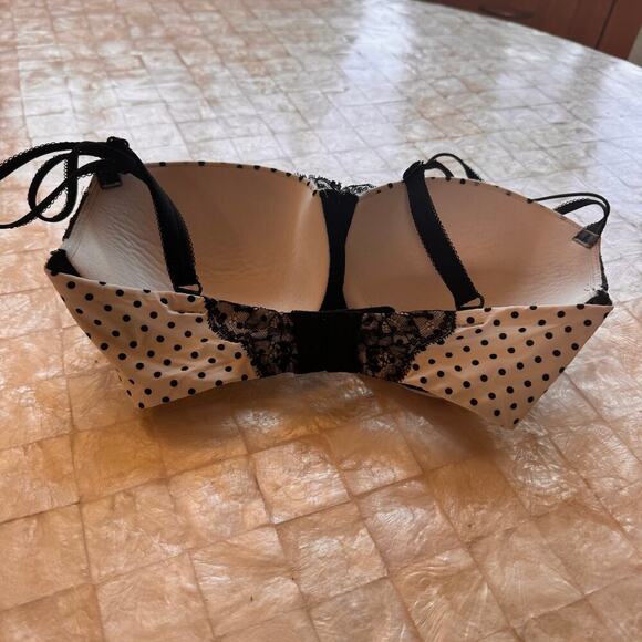 Victoria’s Secret 32DDD dream angels lined Demi bra black & white polka dot lace - Picture 6 of 7